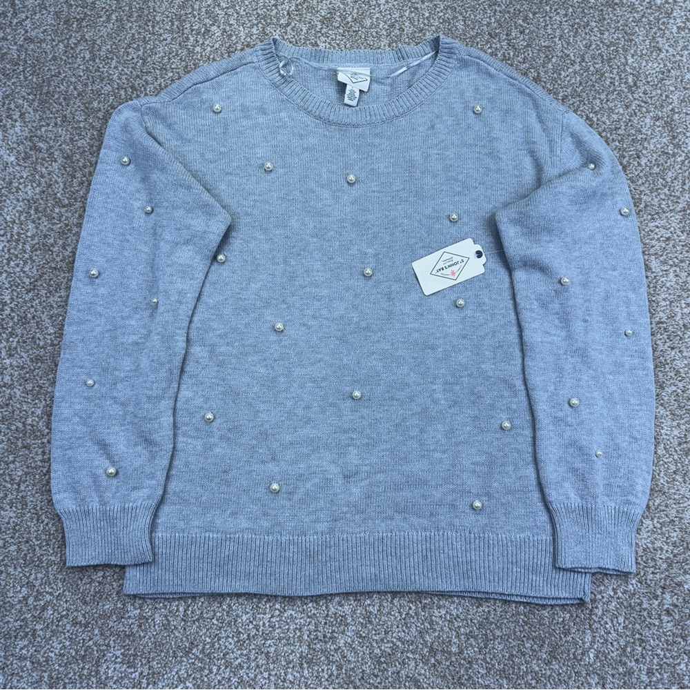 St. John's Bay Gray Knitwear Sweater Pearl Womens Size L